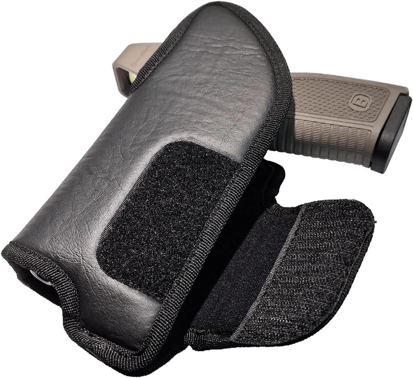 Houston Gun Holster - IWB - Concealed Eco-Leather Gun Holster with Metal Clip/Adjustable with Light OR Laser