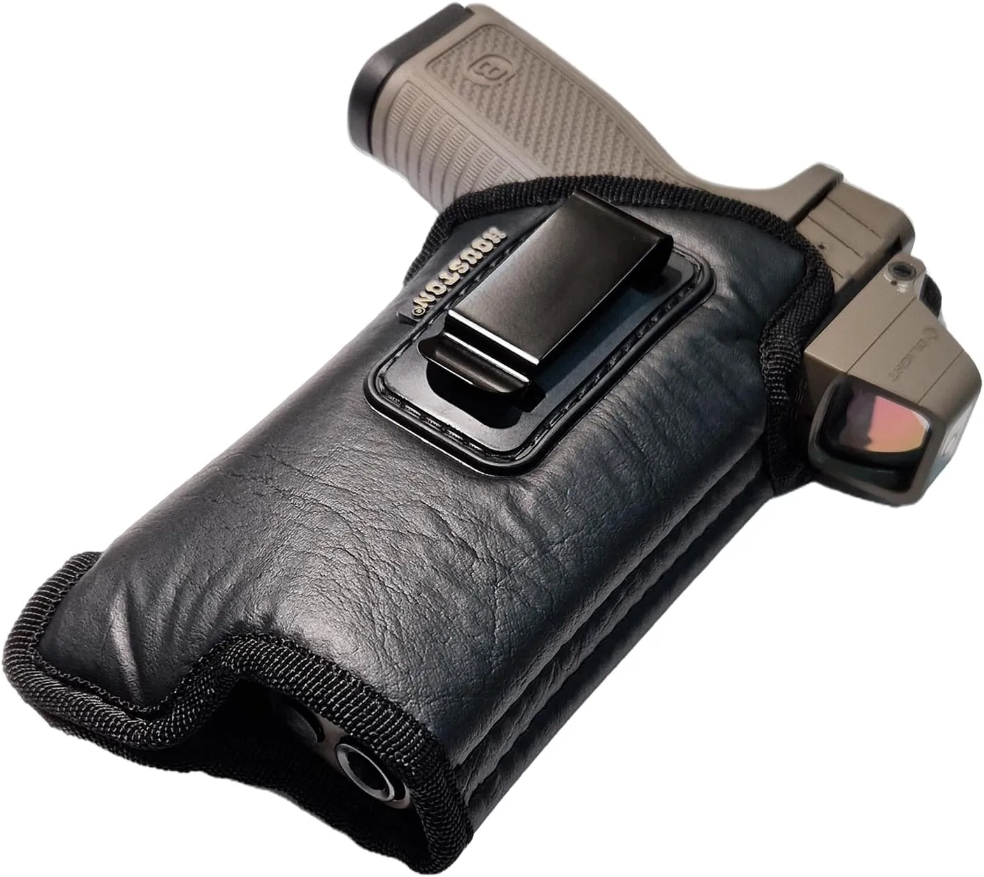 Houston Gun Holster - IWB - Concealed Eco-Leather Gun Holster with Metal Clip/Adjustable with Light OR Laser