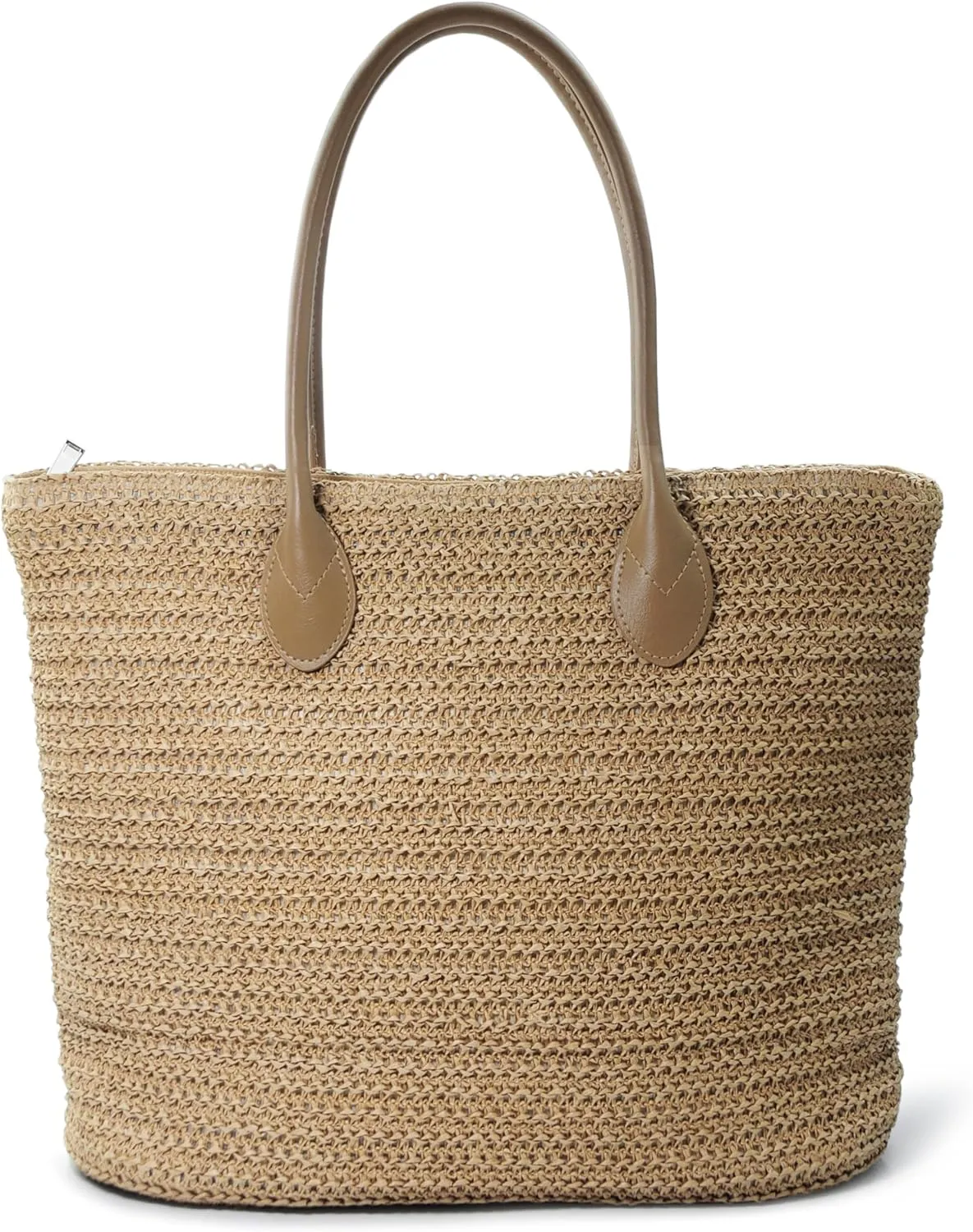 HOXIS Weekender Lightweight Synthetic Straw Shopper Tote Womens Shoulder Handbag