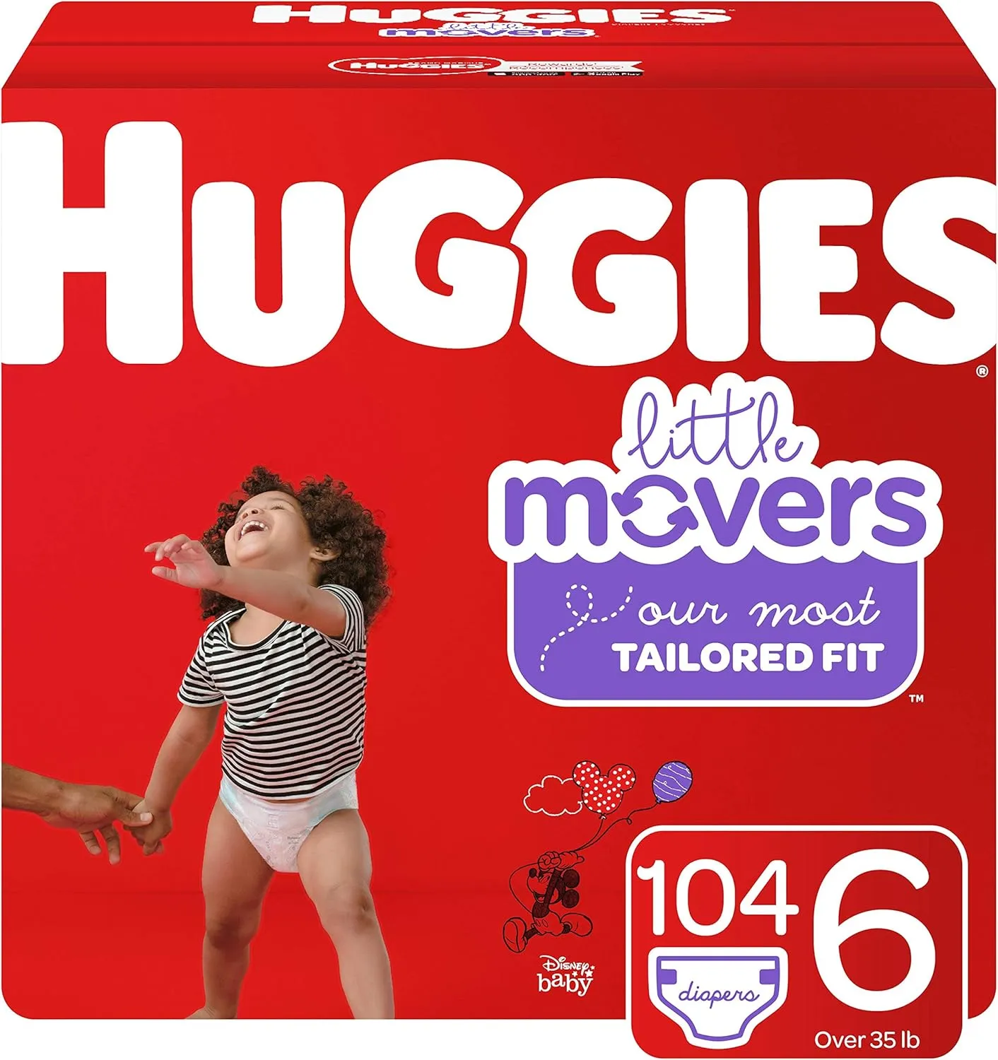 HUGGIES Little Movers Diapers, Size 6, 104Count (Packaging May Vary)