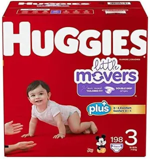 Huggies Little Movers Plus Diapers, Size 3 (198-Count)