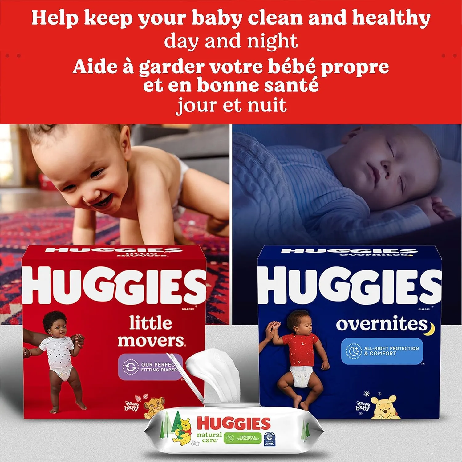HUGGIES Nighttime Baby Diapers Overnites, White, Size 3 , 24 Count