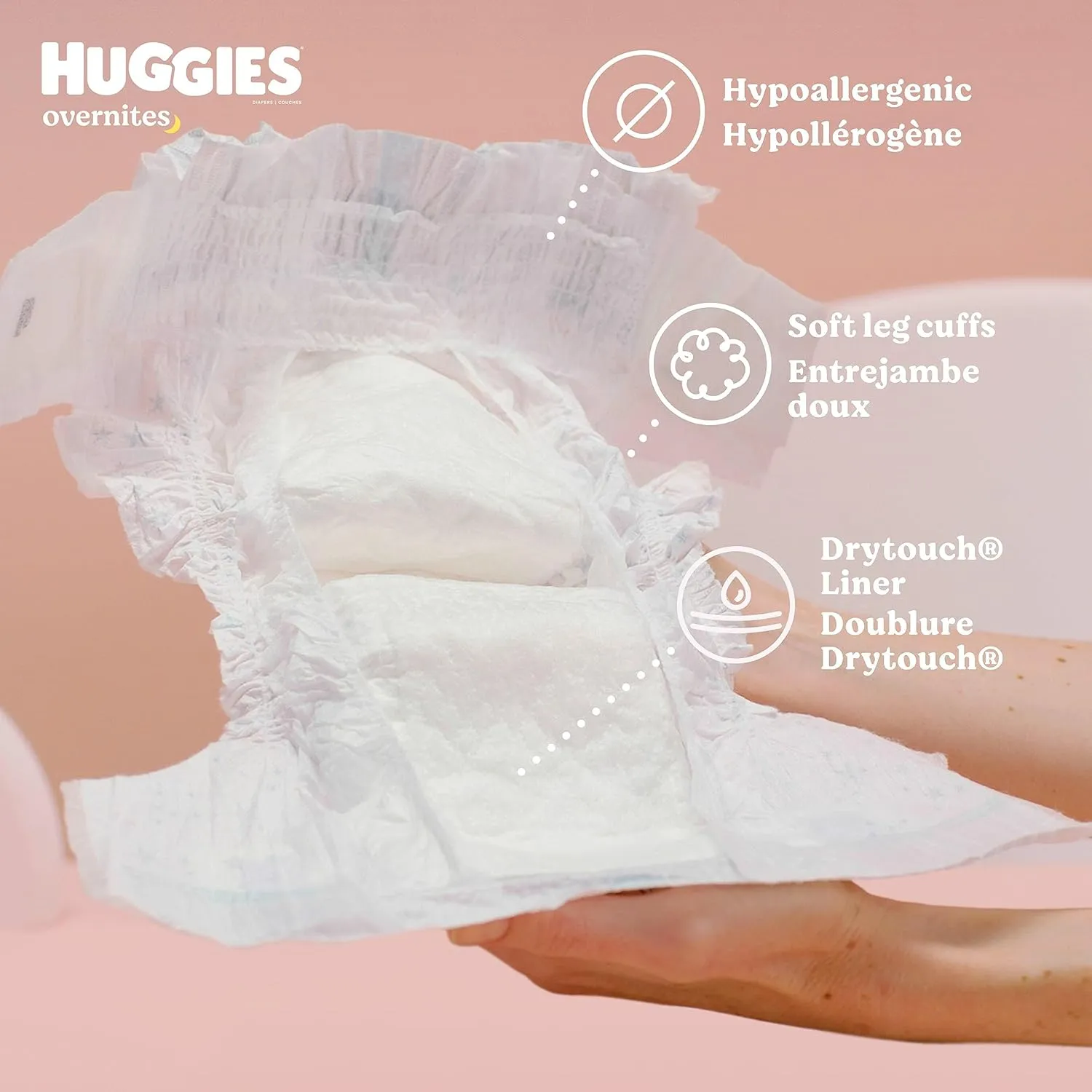 HUGGIES Nighttime Baby Diapers Overnites, White, Size 3 , 24 Count