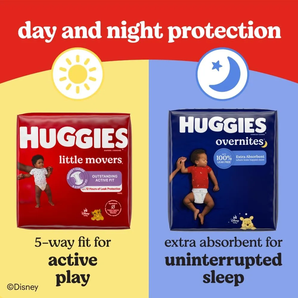 Huggies Overnites Size 3 Overnight Diapers (16-28 lbs), 66 Ct, Packaging May Vary