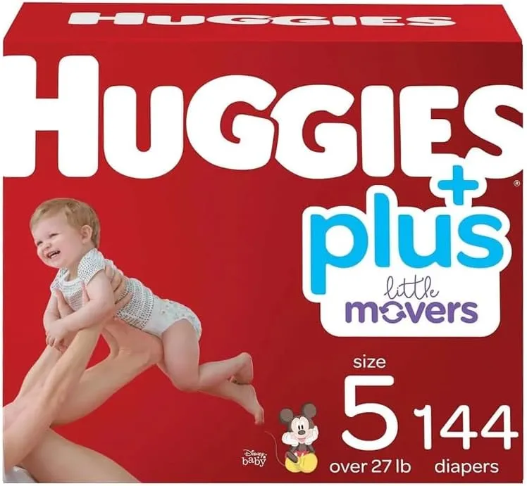 Huggies Plus Diapers, Size 5 (27  Pounds), 144 Count