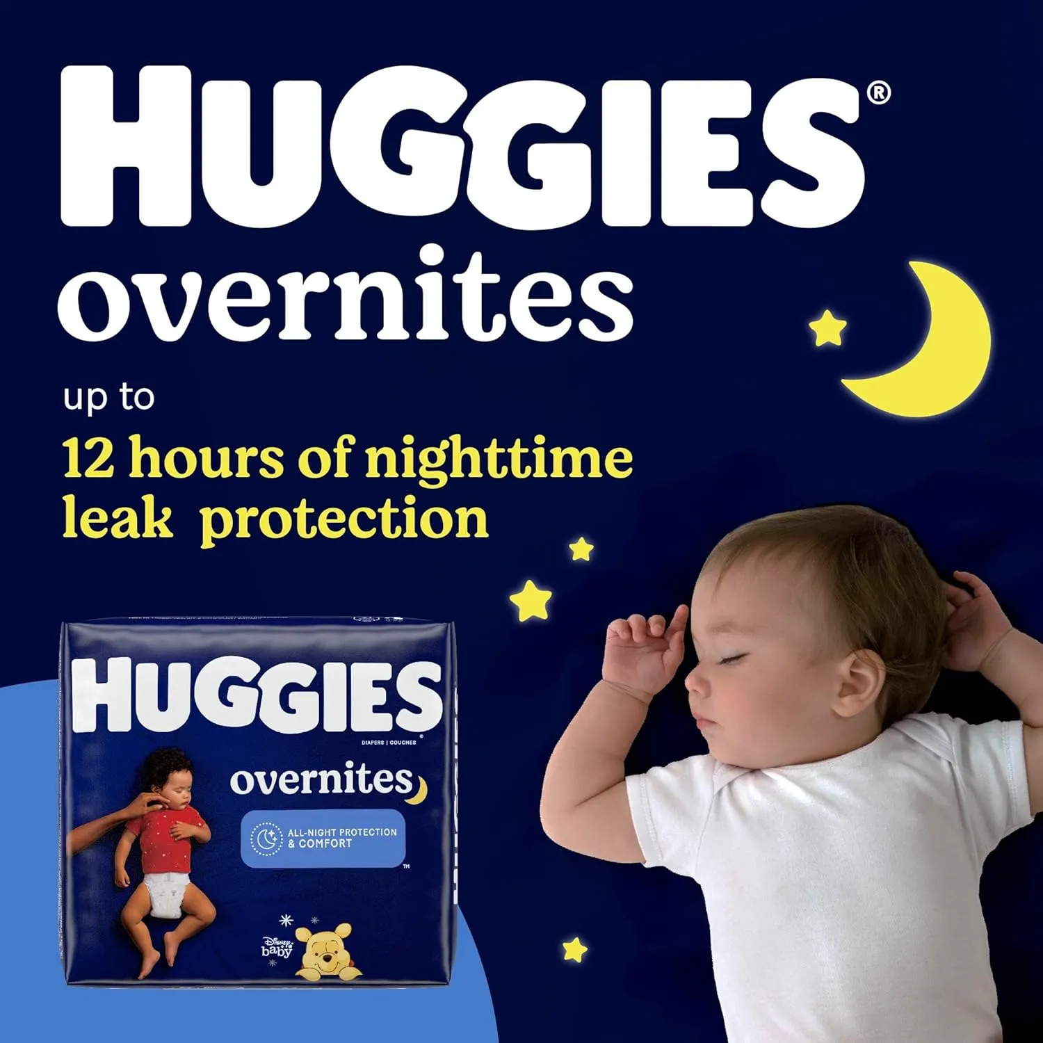 Huggies Size 4 Overnites Baby Diapers: Overnight Diapers, Size 4 (22-37 lbs), 116 Ct (2 Packs of 58), Packaging May Vary