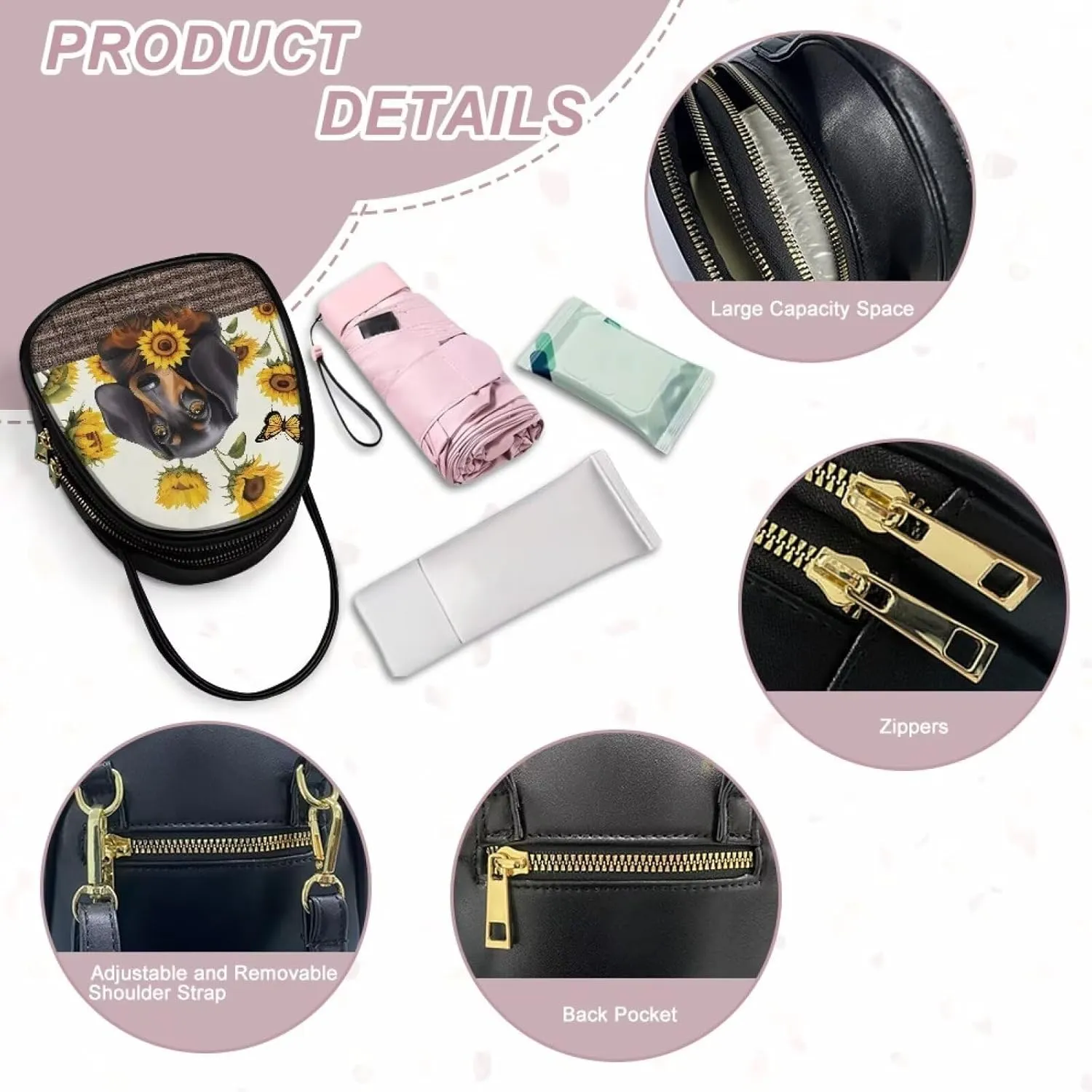 HUGS IDEA Crossbody Bags for Women Small Size Shoulder Handbags Satchel Purse with Multi Zipper Pocket