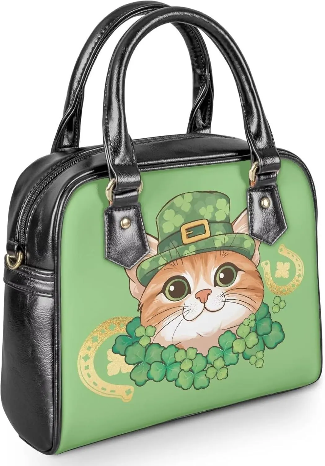 HUGS IDEA Leather Purse for St. Patrick's Day Crossbody Hobo Bag Fashion Top Handle Purse Lightweight