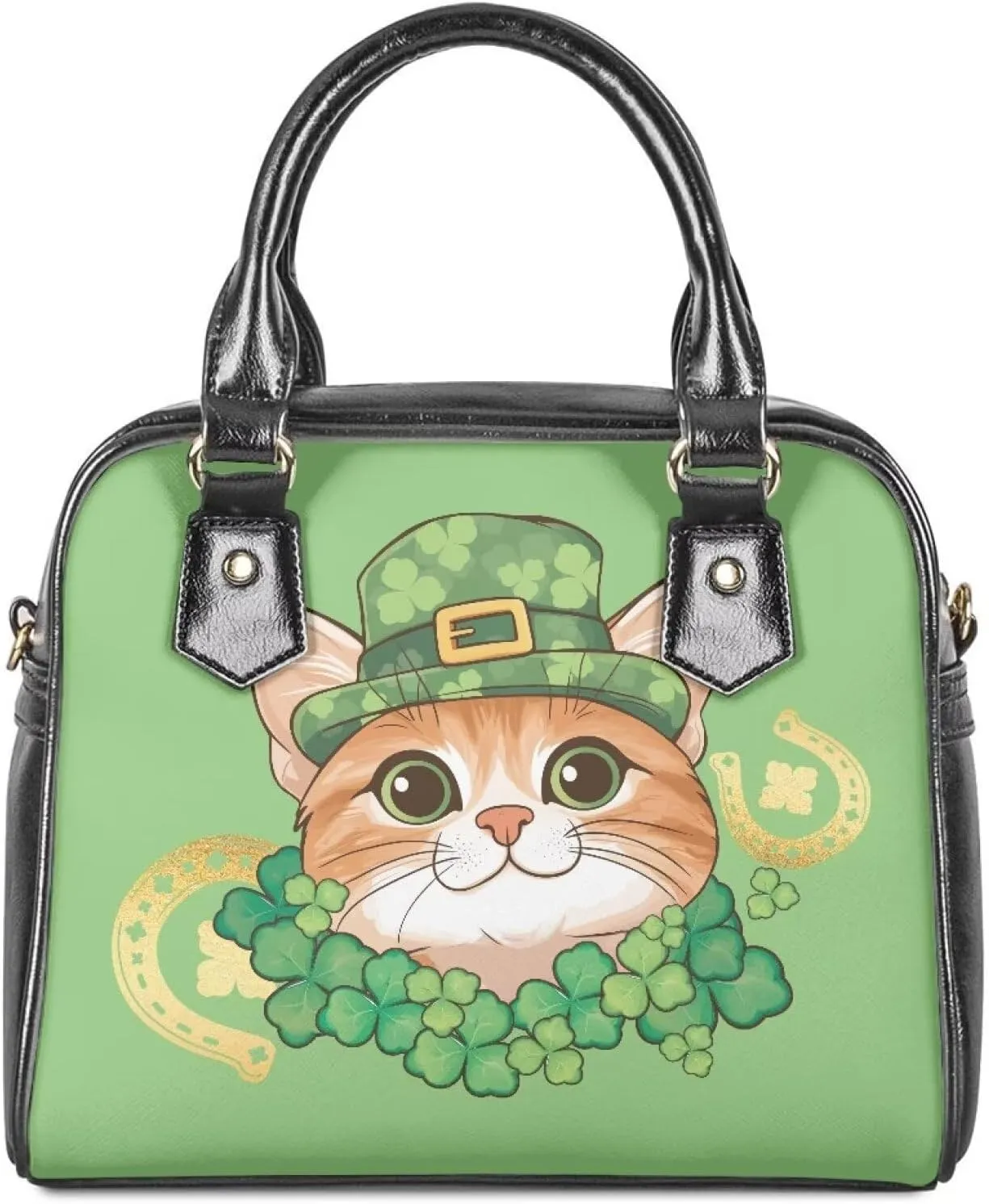 HUGS IDEA Leather Purse for St. Patrick's Day Crossbody Hobo Bag Fashion Top Handle Purse Lightweight