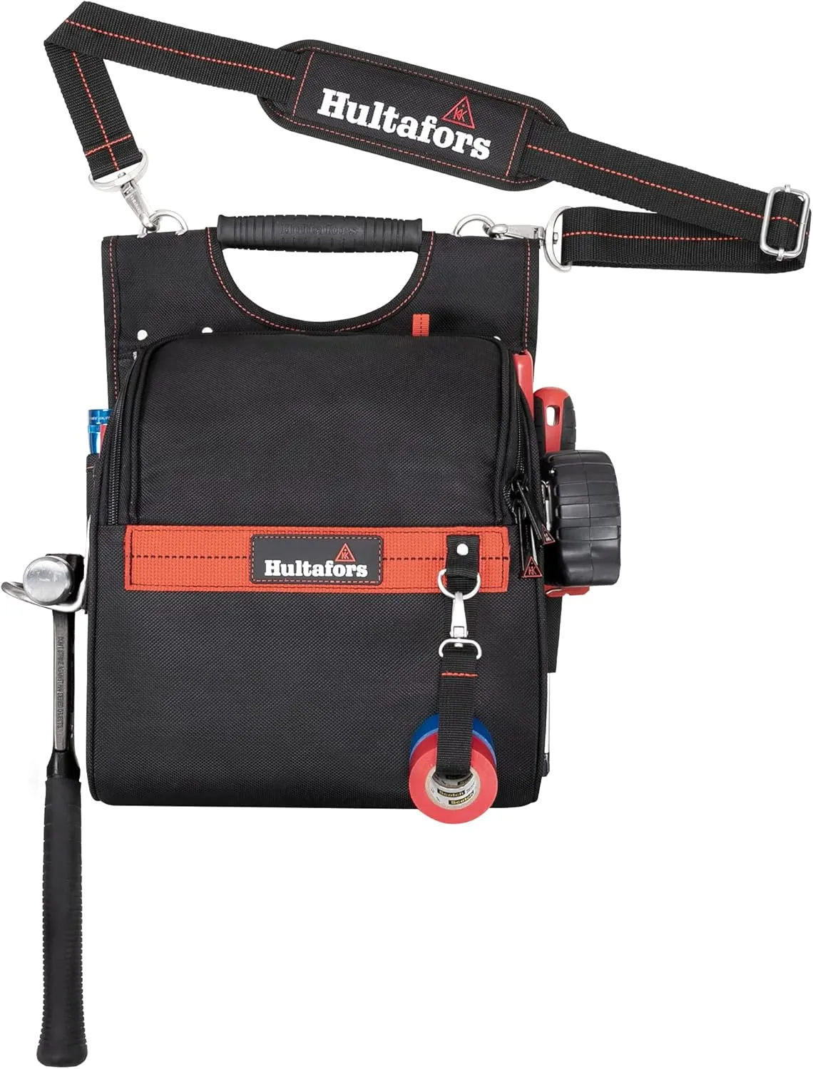 Hultafors Work Gear HT5609 Zippered Professional Electrician's Tool Pouch, Zippered Tool Pouch, Ergonomic Rubber Handle, Padded Shoulder Strap