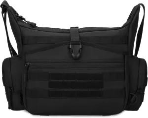HUNTVP Tactical Messenger Bag Shoulder Backpack Chest Backpack Military Shoulder Bag Multi-Function Waterproof Backpack, Black/Brown/Camouflage