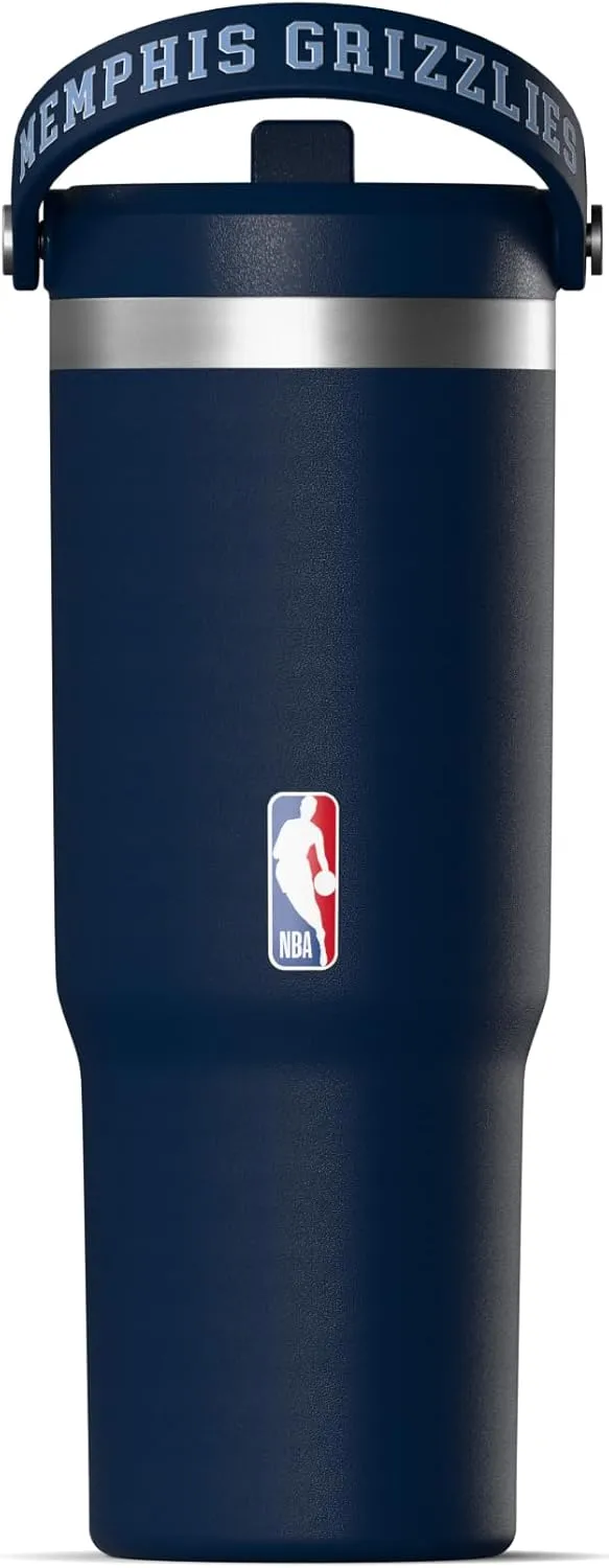 Hydrapeak x NBA Officially Licensed Memphis Grizzlies 32 oz Nomad Tumbler with Handle and Straw Lid, Leakproof Stainless Steel Water Bottle