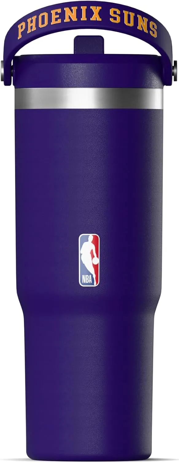 Hydrapeak x NBA Officially Licensed Phoenix Suns 32 oz Nomad Tumbler with Handle and Straw Lid, Leakproof Stainless Steel Water Bottle