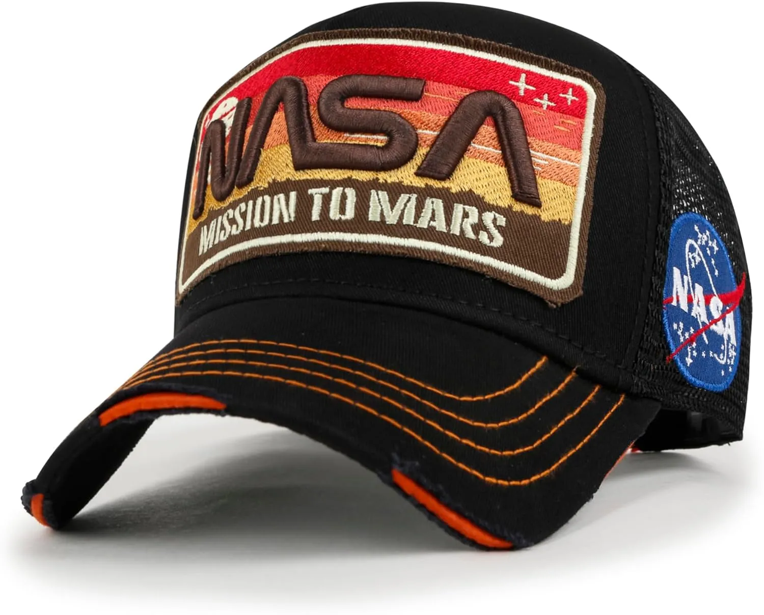 ililily Premium NASA Worm Logo Embroidery Structured Baseball Cap