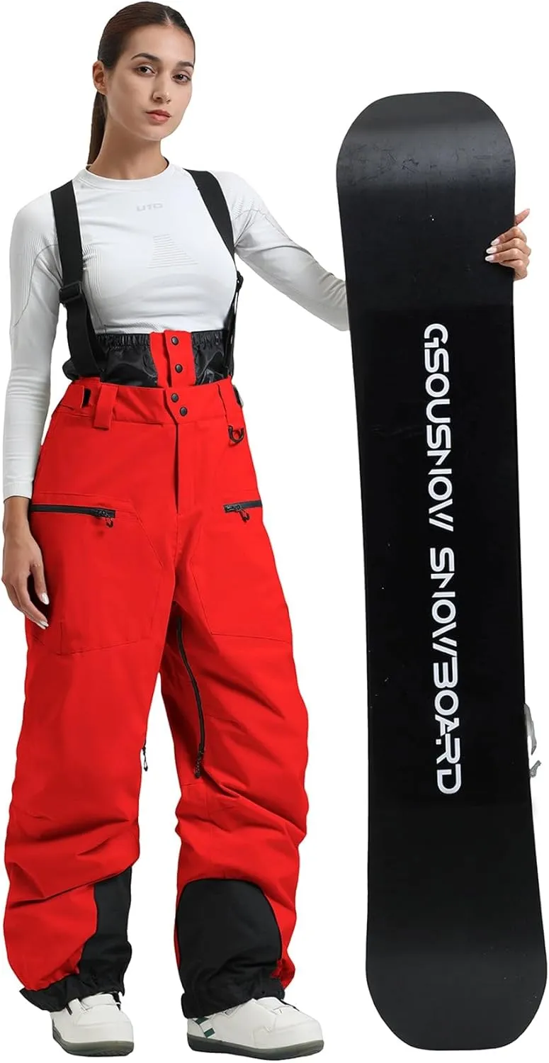 IMPHUT Women Snow Bibs Men Ski Pants Baggy Snowboard Bibs Pants Overall Insulated Waterproof Windproof Warm Winter