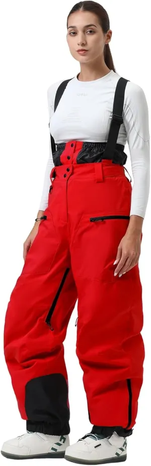 IMPHUT Women Snow Bibs Men Ski Pants Baggy Snowboard Bibs Pants Overall Insulated Waterproof Windproof Warm Winter