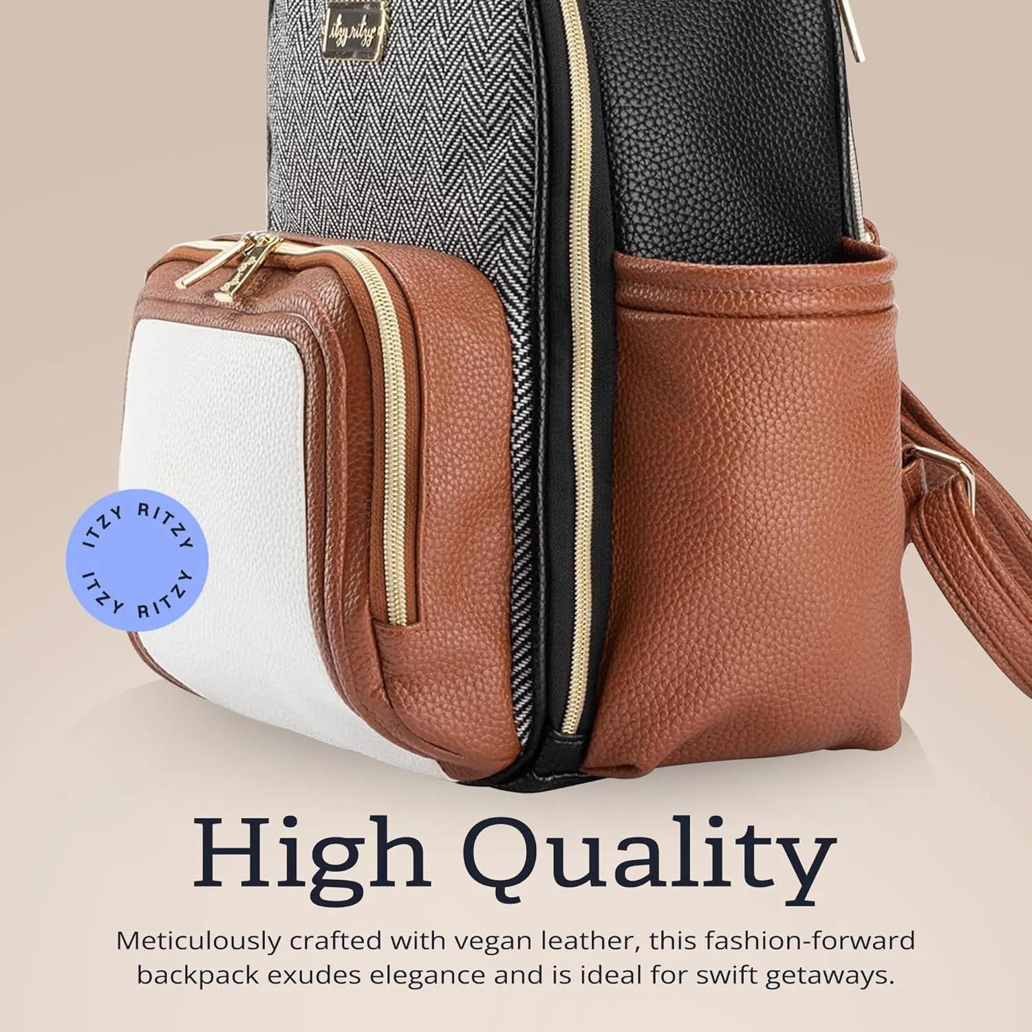 Itzy Ritzy Mini Plus Diaper Bag, Coffee & Cream