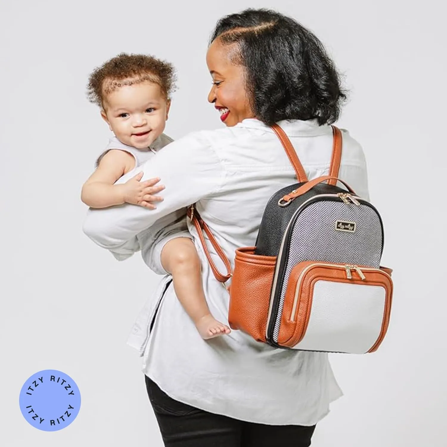 Itzy Ritzy Mini Plus Diaper Bag, Coffee & Cream