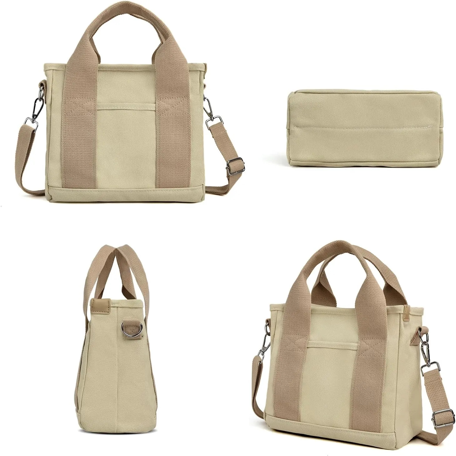 IwIeIaIrI Canvas Tote Bag for Women with Multi Pockets,Trendy Shoulder Handbag with Compartments for shopping,Work,Beach