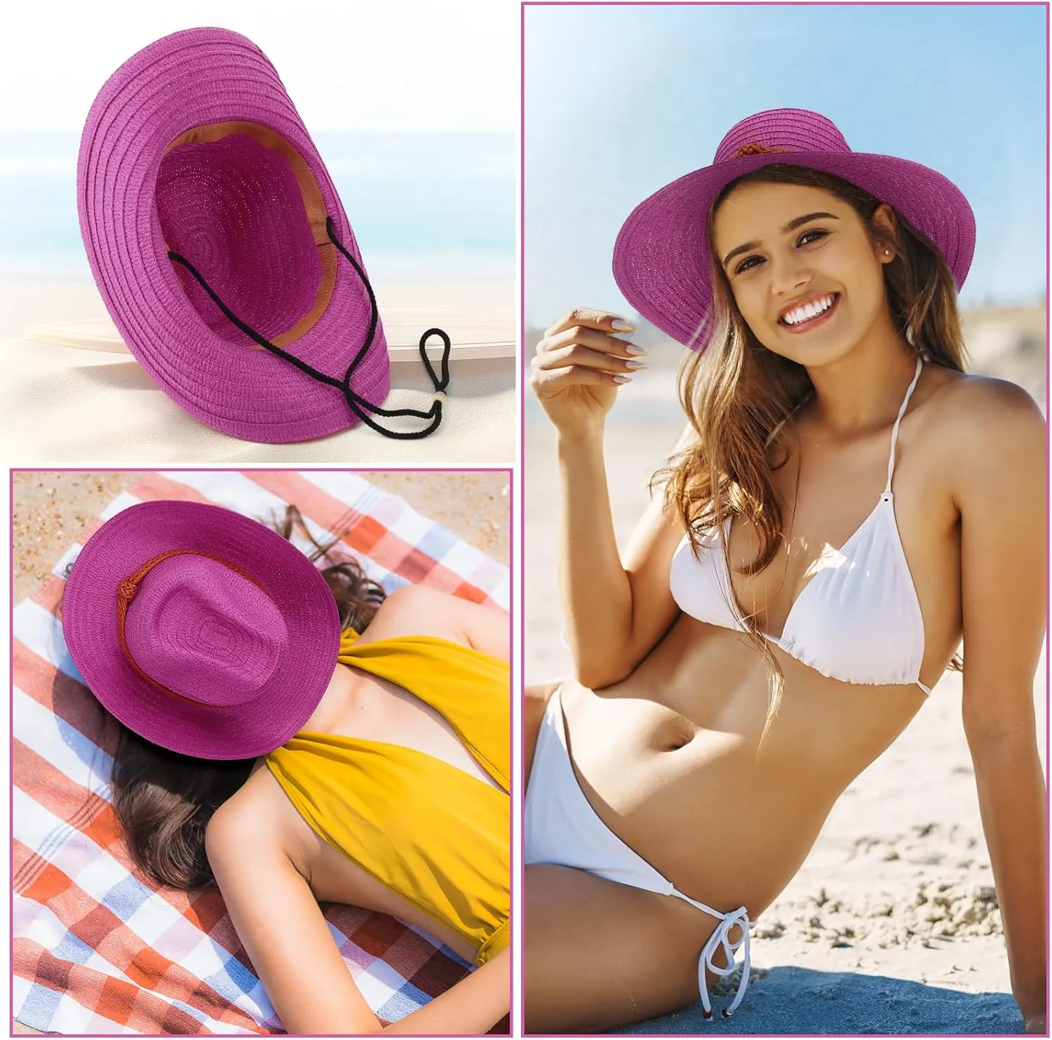 JaGely 12 Pcs Straw Cowboy Hat for Men Women Western Party Sun Protection Wide Brim Cowgirl for Summer Camping Garden Yard