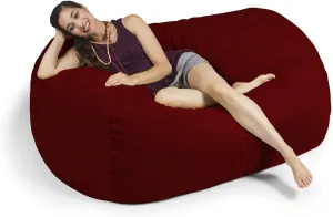 Jaxx 5.5 Foot Bean Bag Loveseat, Cinnabar