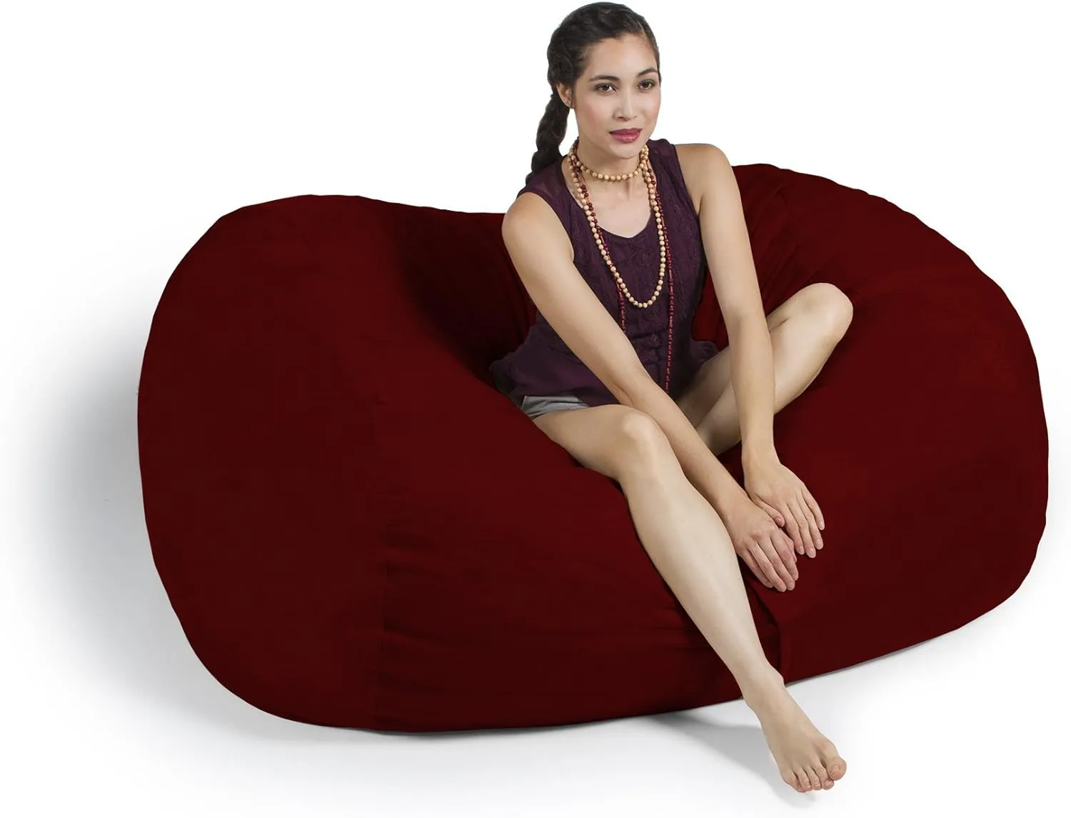 Jaxx 5.5 Foot Bean Bag Loveseat, Cinnabar