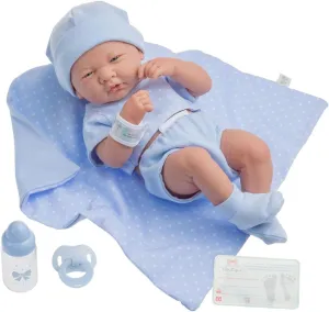 JC Toys Berenguer Boutique La Newborn 14-Inch Life-Like Real Boy Doll 9 Piece Gift Set, Blue