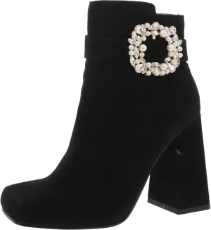 Jessica Simpson Womens Luminna Suede Rhinestone Booties