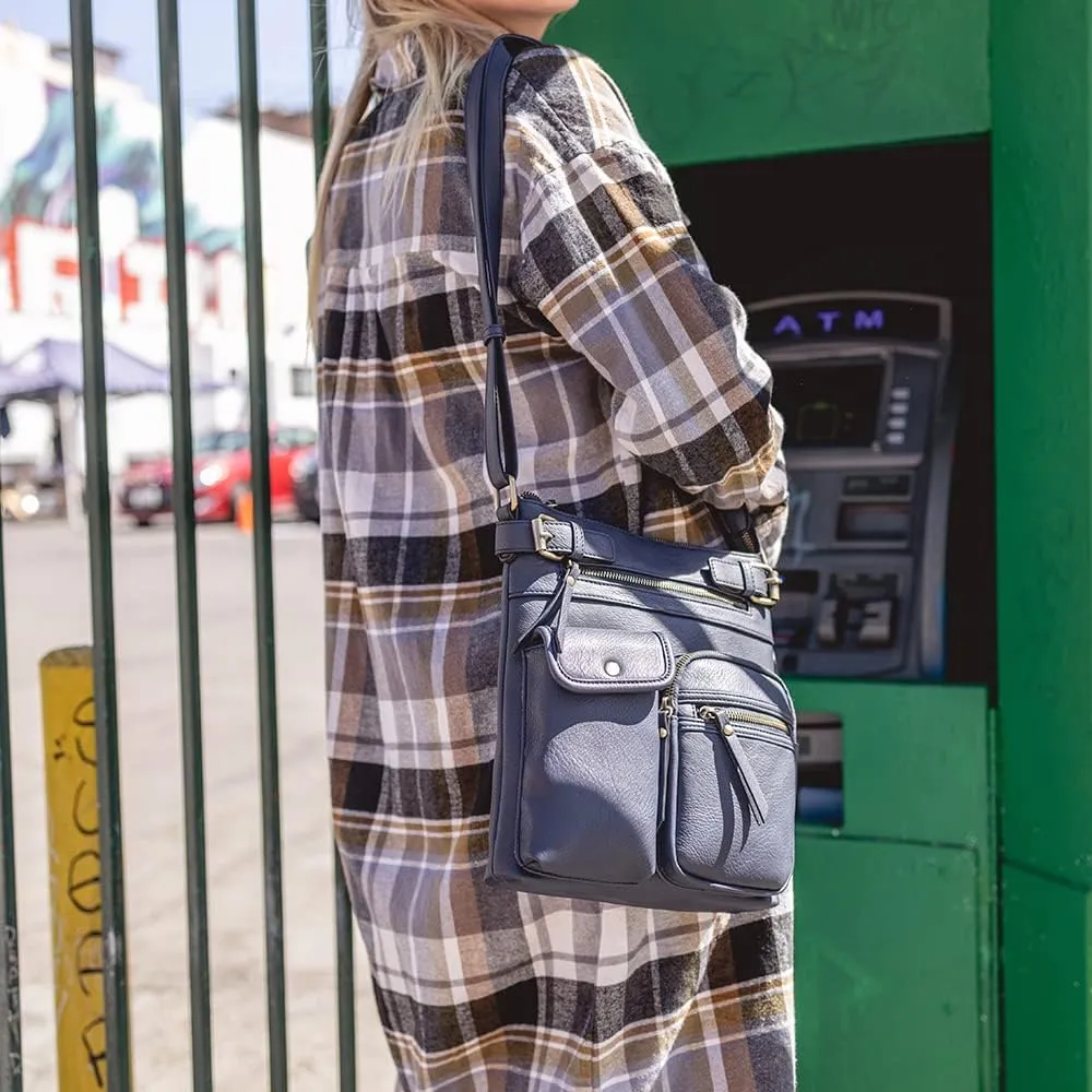 JESSIE & JAMES Robin Multipocket Concealed Carry Crossbody Bag with Lock and Key
