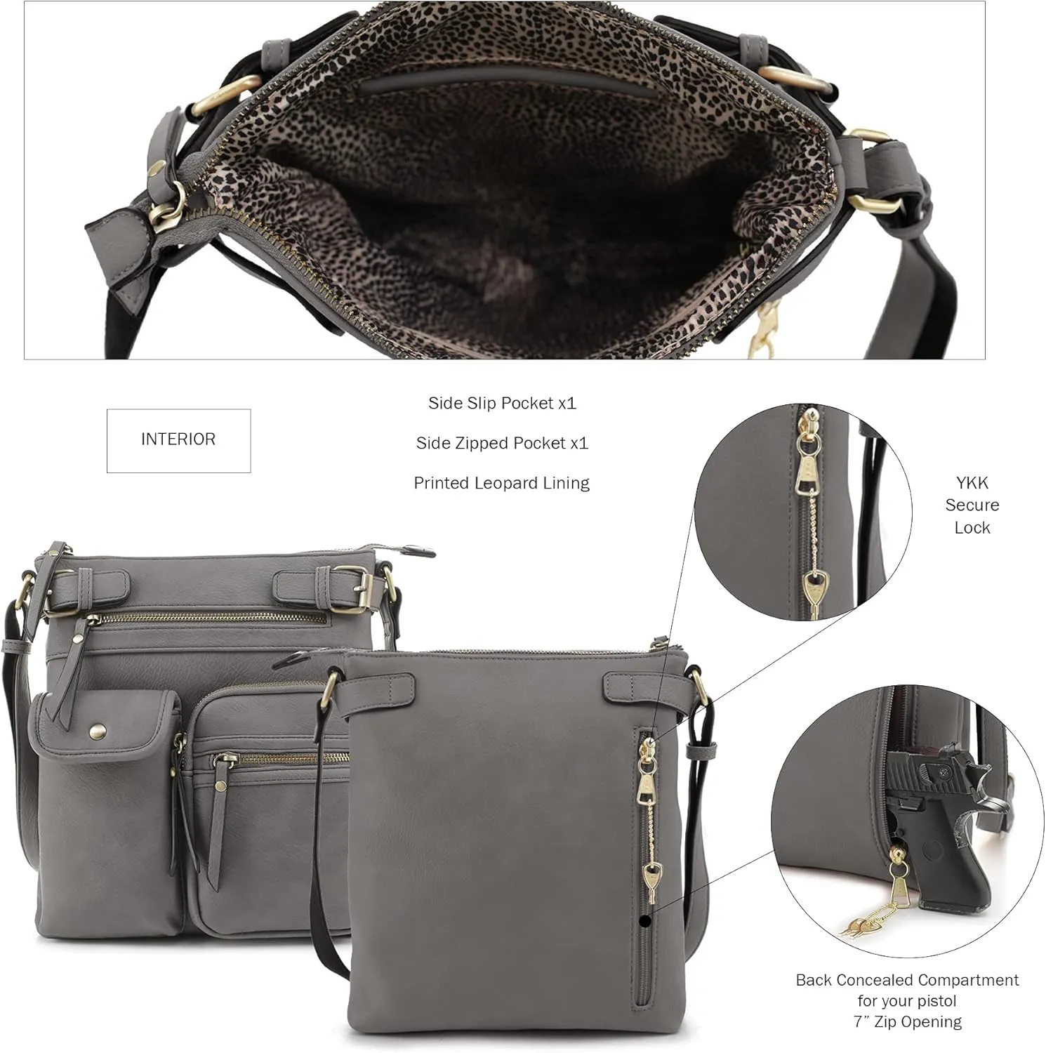 JESSIE & JAMES Robin Multipocket Concealed Carry Crossbody Bag with Lock and Key