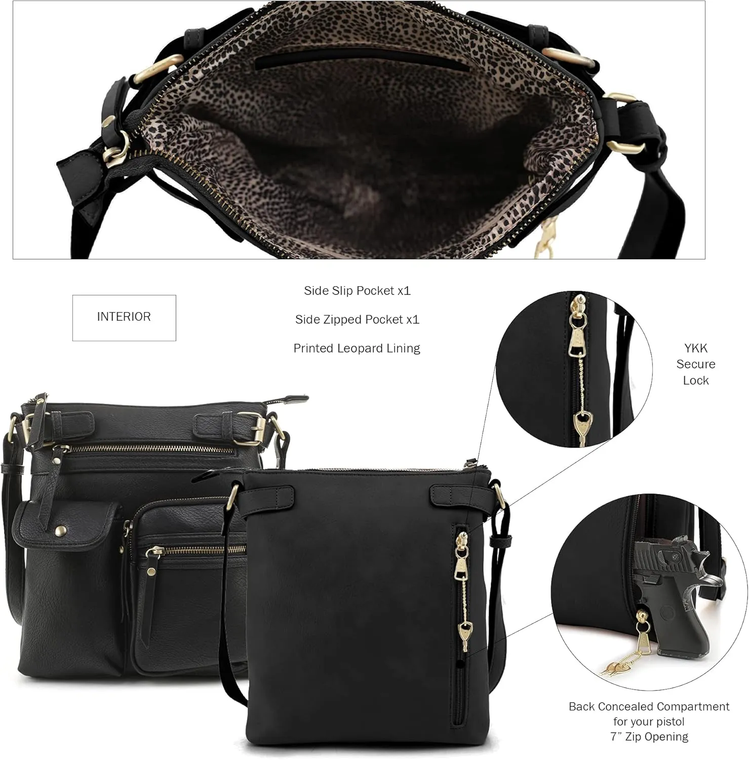 JESSIE & JAMES Robin Multipocket Concealed Carry Crossbody Bag with Lock and Key