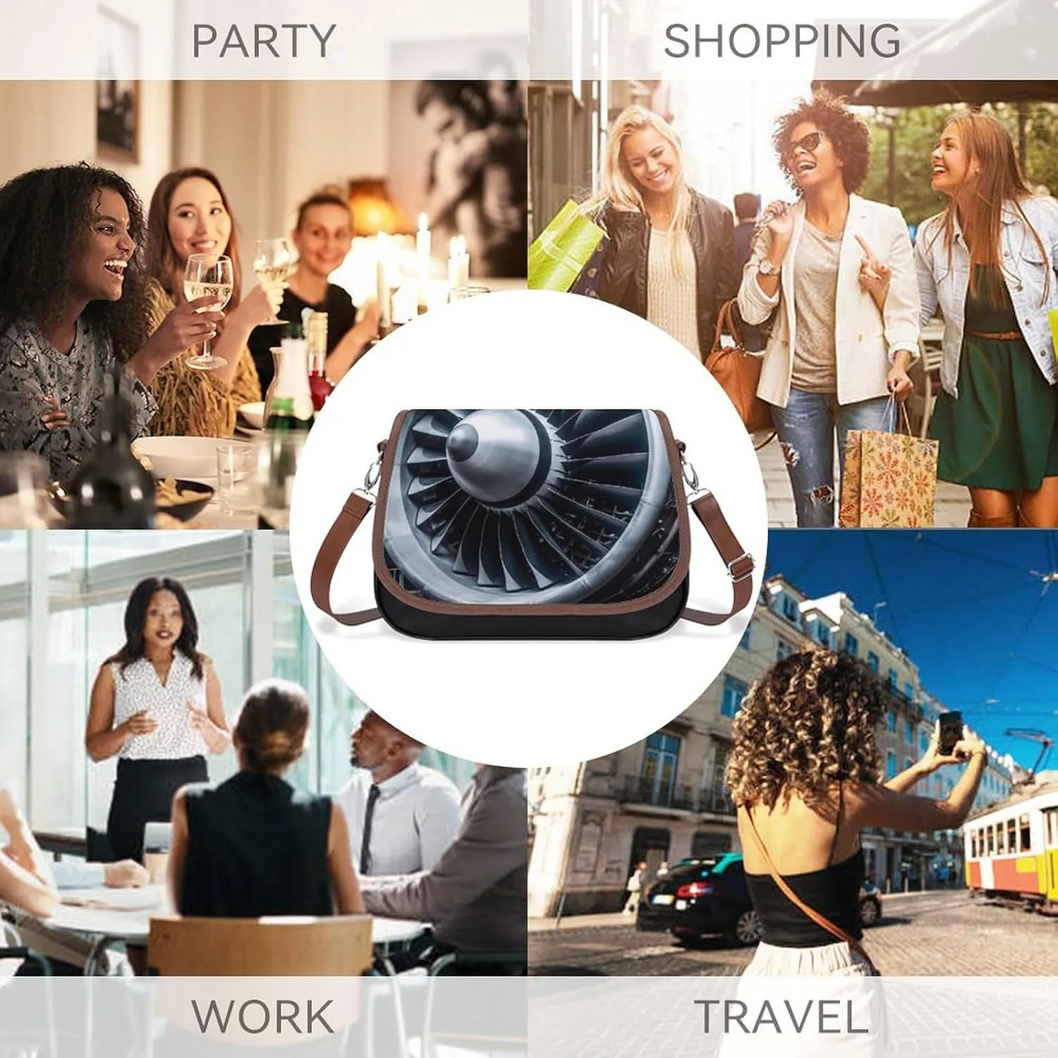 Jet Engine Crossbody Bags for Women,PU Leather Tote Bag for Women,Shoulder Bag Purse for Work Shopping Travel