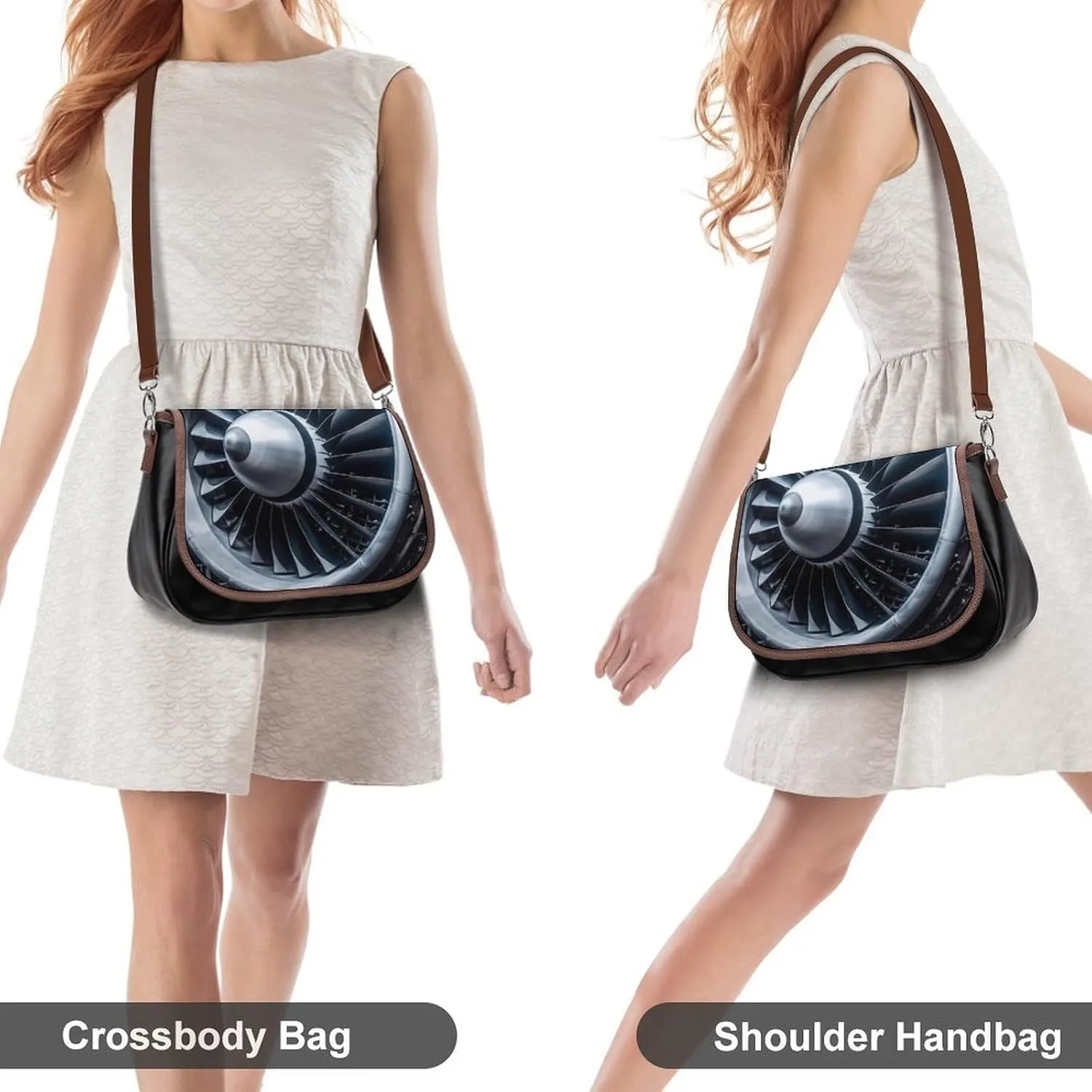 Jet Engine Crossbody Bags for Women,PU Leather Tote Bag for Women,Shoulder Bag Purse for Work Shopping Travel