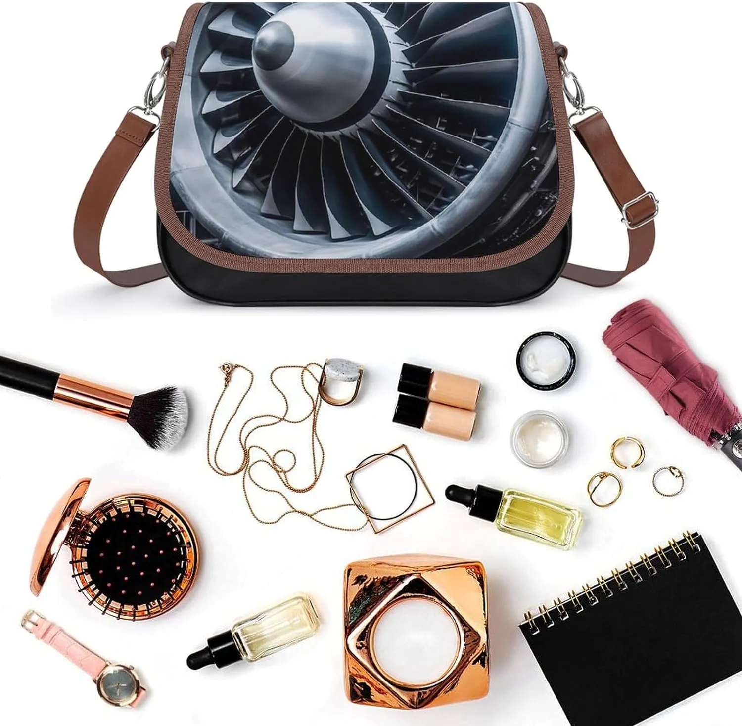 Jet Engine Crossbody Bags for Women,PU Leather Tote Bag for Women,Shoulder Bag Purse for Work Shopping Travel