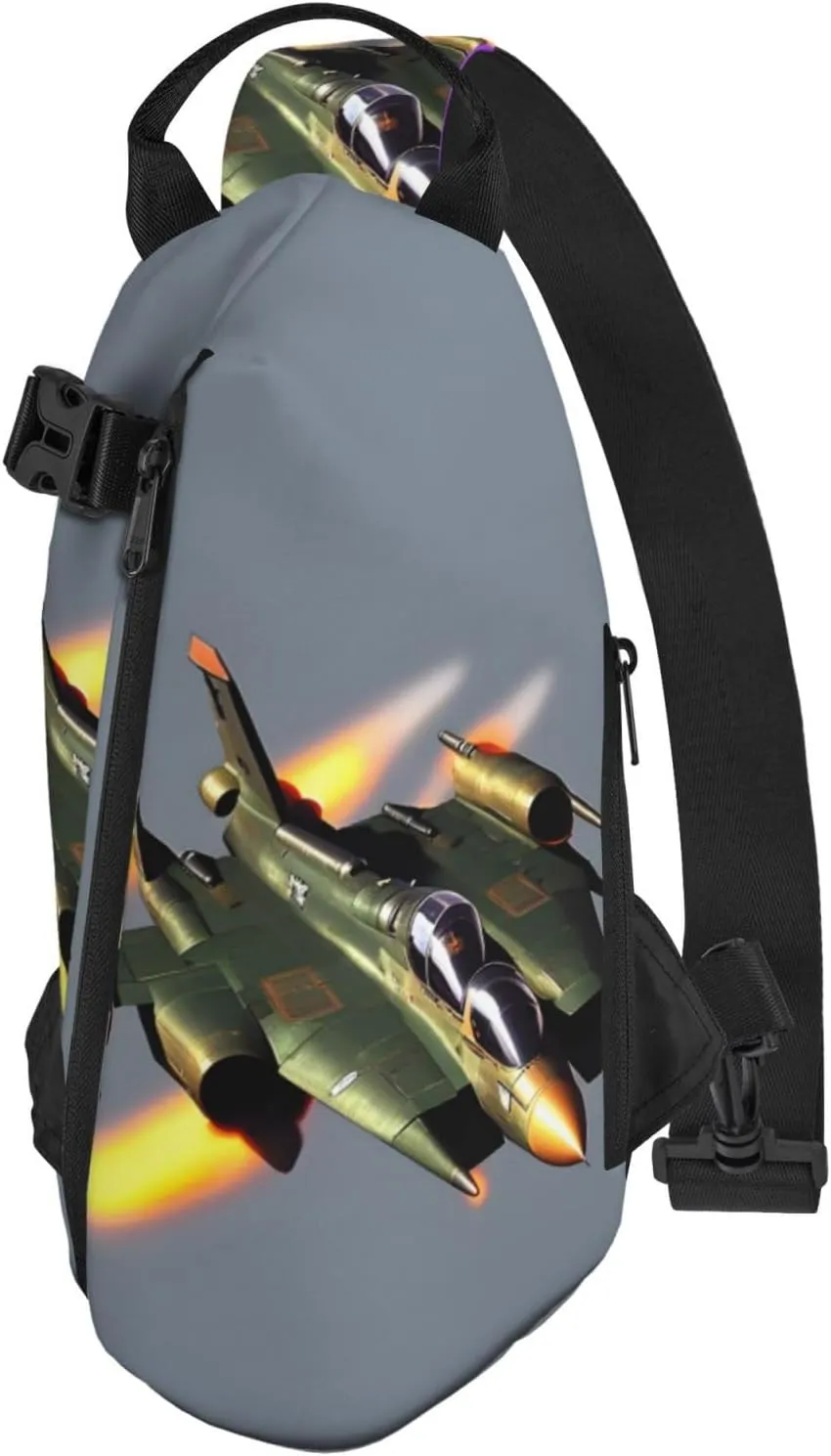 Jet Fighters Print Crossbody Backpack Casual Sling Bag Travel Lightweight, Adjustable Cross Bag