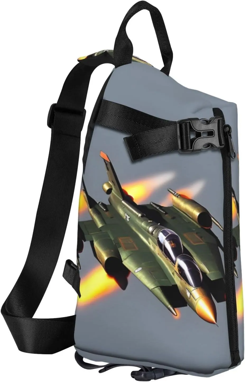Jet Fighters Print Crossbody Backpack Casual Sling Bag Travel Lightweight, Adjustable Cross Bag