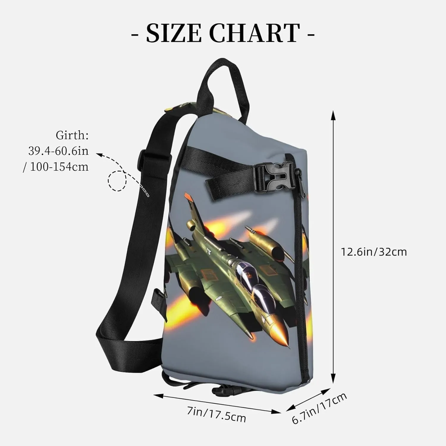 Jet Fighters Print Crossbody Backpack Casual Sling Bag Travel Lightweight, Adjustable Cross Bag