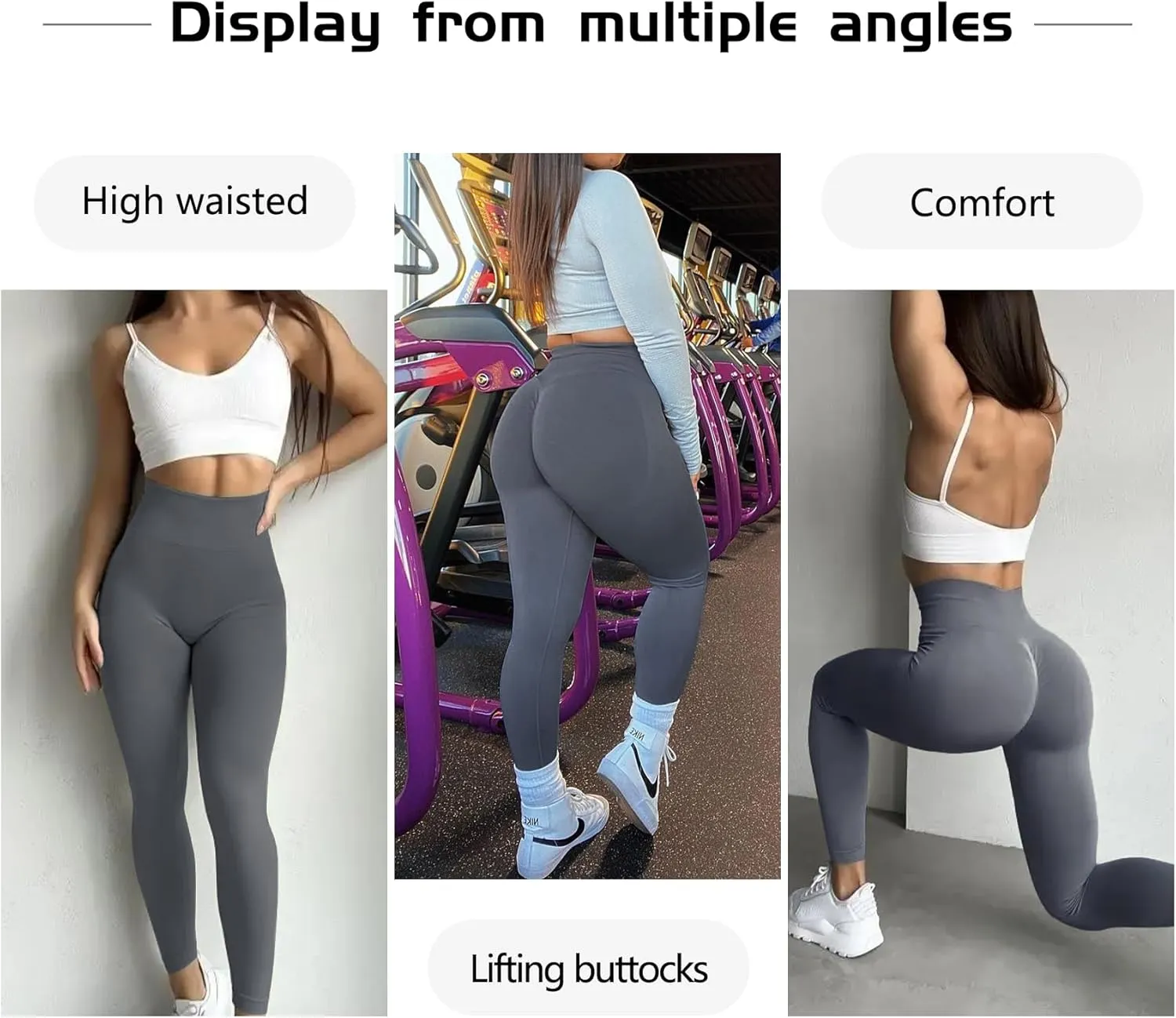 JGS1996 Hidden Scrunch Butt Lifting Leggings for Women Tummy Control High Waisted Workout Gym Seamless Impact Yoga Pants