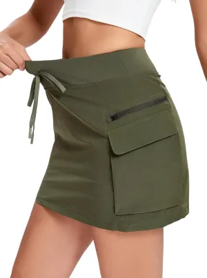 Jhsnjnr Cargo Skirts for Women Mini Sports Hiking Skort with Zipper Pockets High Waisted Golf Athletic Skorts