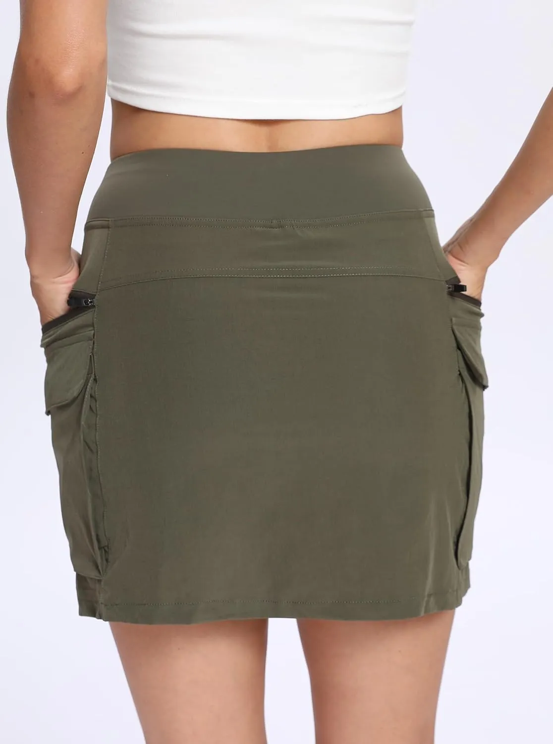 Jhsnjnr Cargo Skirts for Women Mini Sports Hiking Skort with Zipper Pockets High Waisted Golf Athletic Skorts