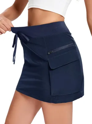 Jhsnjnr Cargo Skirts for Women Mini Sports Hiking Skort with Zipper Pockets High Waisted Golf Athletic Skorts