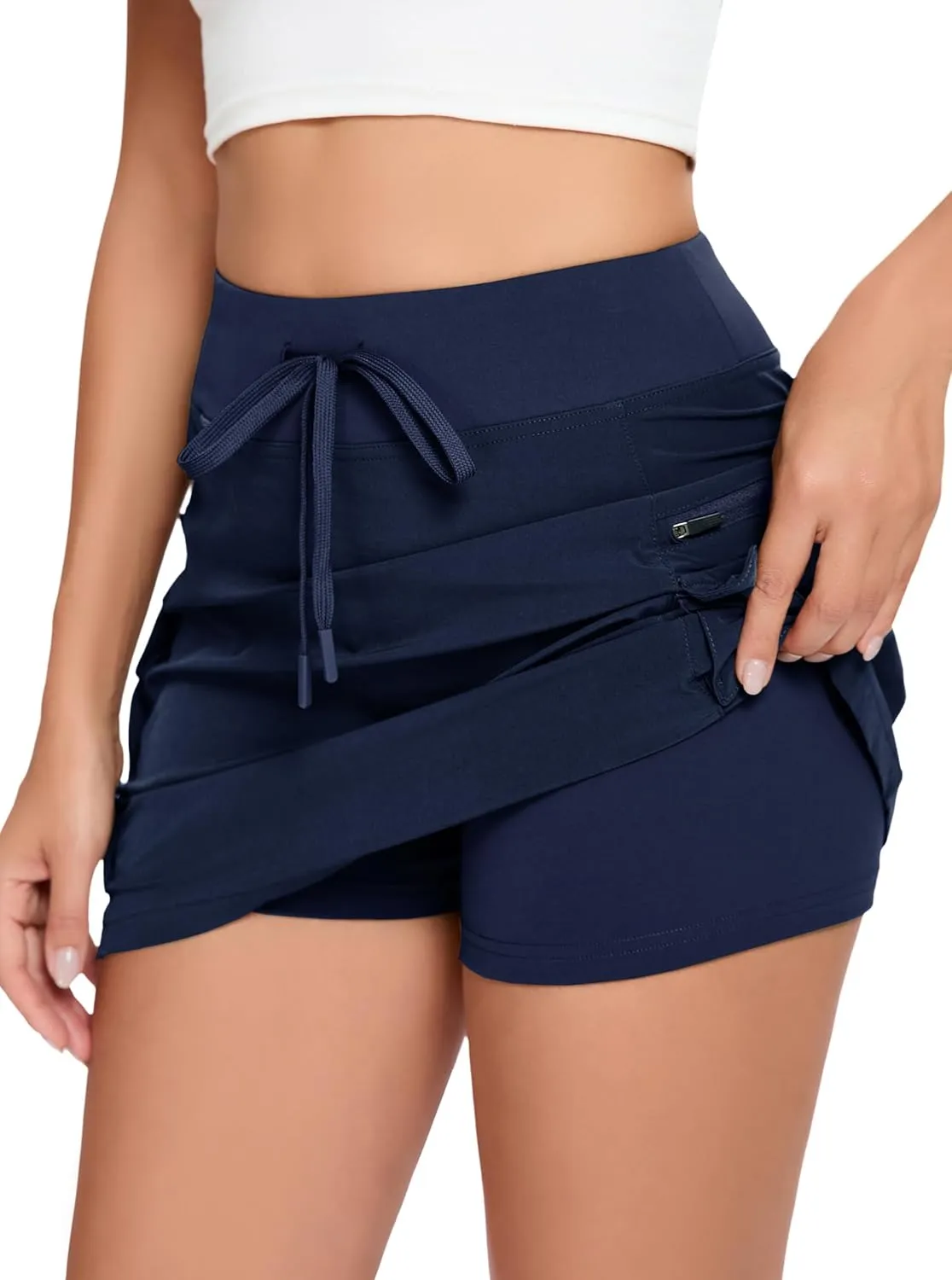 Jhsnjnr Cargo Skirts for Women Mini Sports Hiking Skort with Zipper Pockets High Waisted Golf Athletic Skorts