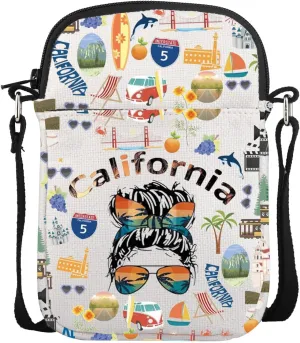 JNIAP California Crossbody Bag California Souvenirs Gift Cali Summer Vacation Travel Messenger Bag Palm Tree Pouch