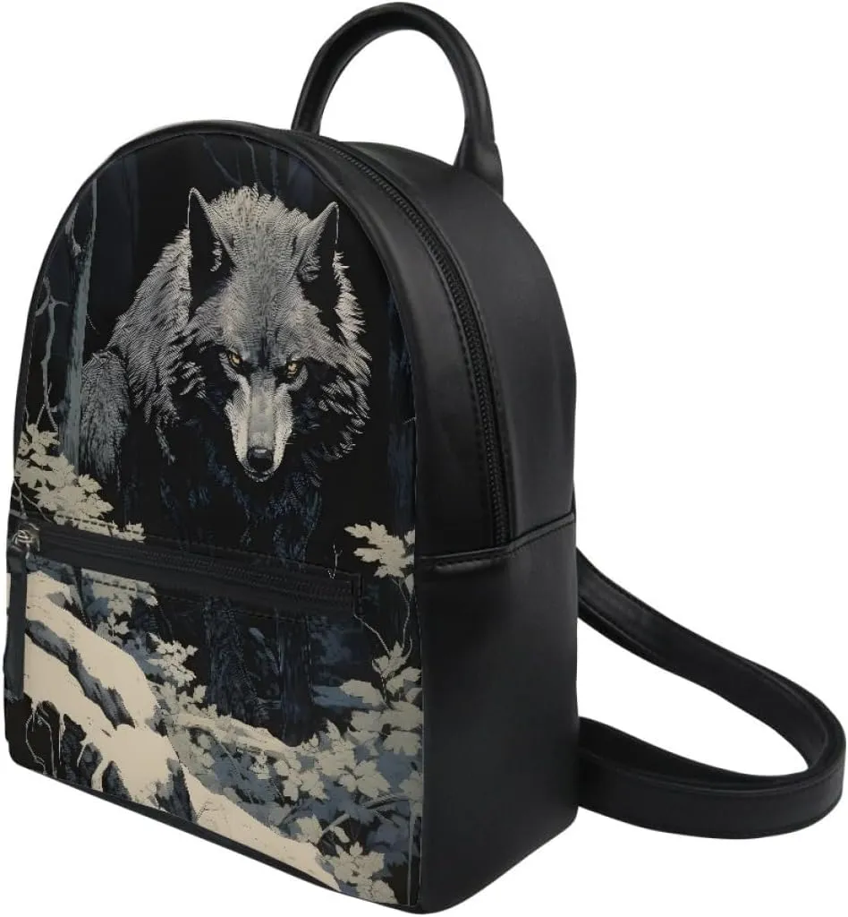 JooMeryer Boys Mens Wolf Printed Cool Mini Backpack Shoulders Bag Travel Shopping Bag Shopping Handbag Tote Book Bags,Anger Wolf