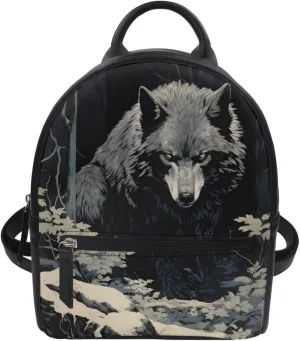JooMeryer Boys Mens Wolf Printed Cool Mini Backpack Shoulders Bag Travel Shopping Bag Shopping Handbag Tote Book Bags,Anger Wolf