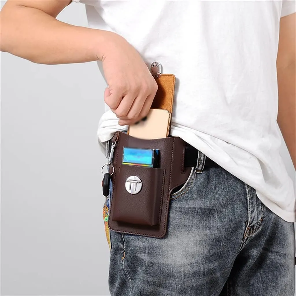 JSEIAJB Microfiber Leather Mobile Phone Bag Men's Pocket Running Outdoor Construction site Work wear Belt Hanging Key