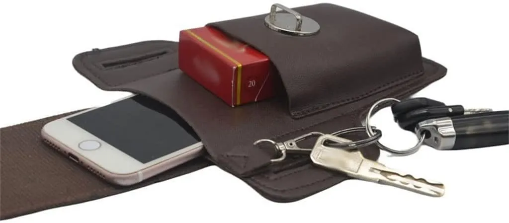 JSEIAJB Microfiber Leather Mobile Phone Bag Men's Pocket Running Outdoor Construction site Work wear Belt Hanging Key