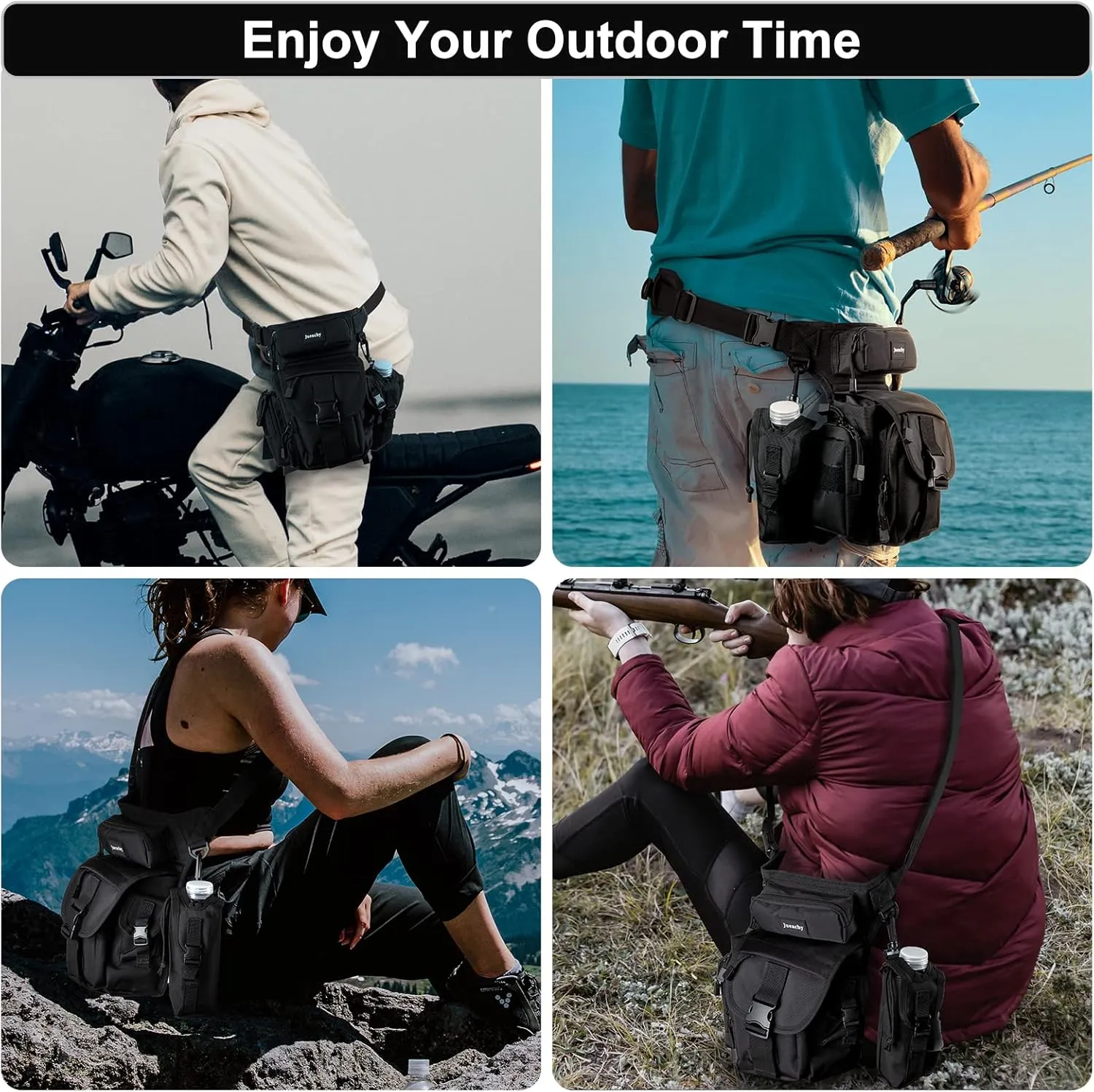 Jueachy Drop Leg Bag for Men Tactical Metal Detecting Thigh Pack with Water Bottle Pouch