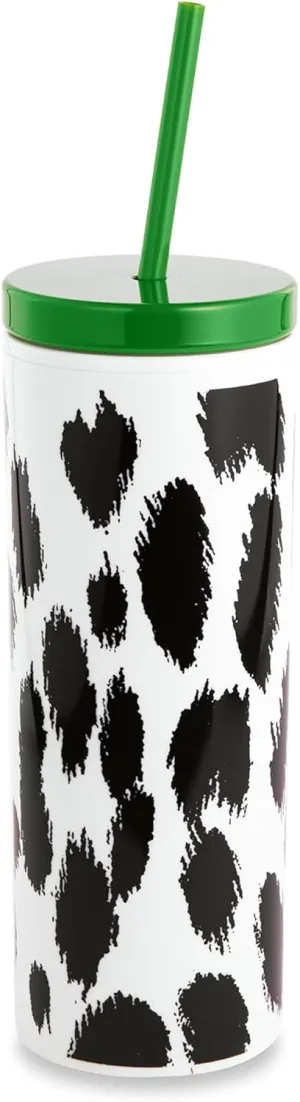 kate spade new york Insulated Tumbler with Reusable Straw, Leopard Print 24 Ounce Acrylic Travel Cup with Lid, Modern Leopard