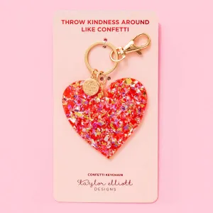Keychain - Heart - Red   Pink Confetti